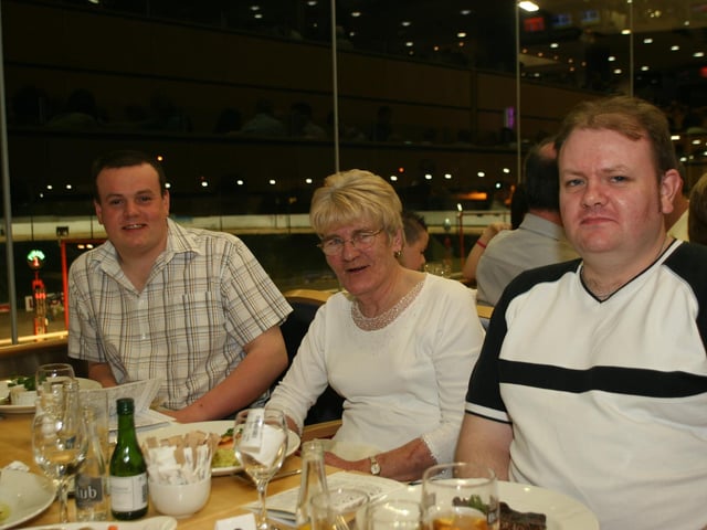 Enjoying a night out at the Lifford Stadium in March 2005.