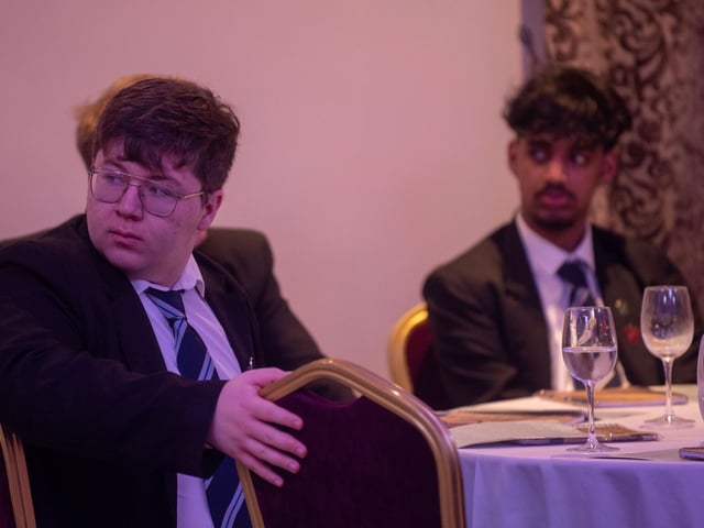 Students at Derry City and Strabane District Council’s Good Relations Team Let’s Talk event. Picture Martin McKeown. 24.11.23