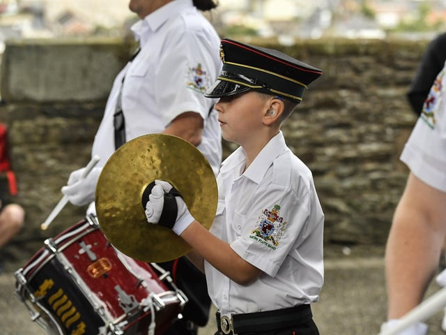 A young bandsman from the Hamilton Flute Band pictured at the ABOD parade on Derry’s Walls on Saturday morning. Photo: George Sweeney