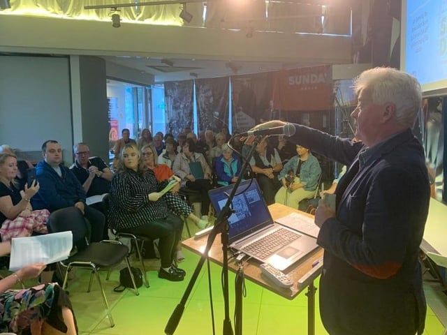 Paul O'Connor from the Pat Finucane Centre at the launch of ‘The Good Samaritan: Sean Dalton – A Journey for Truth’.