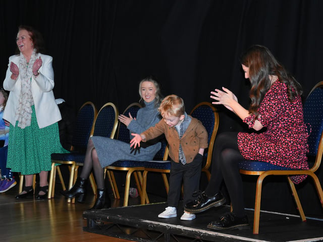 Young Ruadán McGuinness proudly takes his bow after entertaining the audience with his rendition of Zip-A-Dee-Doo-Dah.