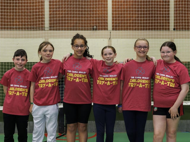 Participants in the Children's Try-A-Tri in memory of Caina Healey. Michelle Campbell/Micam Photography