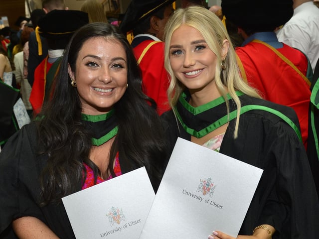 Farrah Farrell from Strabane and Alison Burns from Derry who graduated in social work.