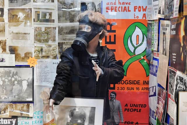 Battle of the Bogside memorabilia on display in the Bedlam Museum on Derry’s Shipquay Street. Photo: George Sweeney