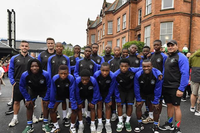 The George Royal Academy soccer team from South Africa. The first team from the African continent to take part in the Foyle Cup. Photo: George Sweeney