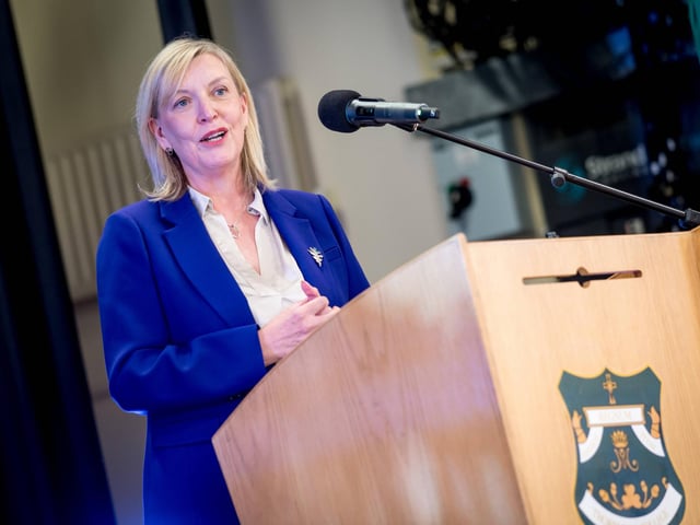 Professor Cathy Harrison, Chief Pharmaceutical Officer for N.I. speaking at Prize-giving