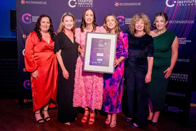 The Spraoi agus Spórt team at last year's Charity Excellence Awards, where they secured the Finance Team of the Year award.