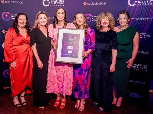 The Spraoi agus Spórt team at last year's Charity Excellence Awards, where they secured the Finance Team of the Year award.
