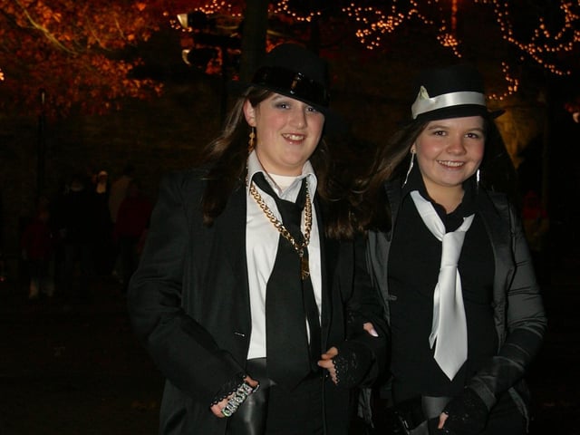 Gangsters molls Grace Gorman and Megan Miley.  (0311JB13):20 YEARS ON: Halloween celebrations in Derry in 2003