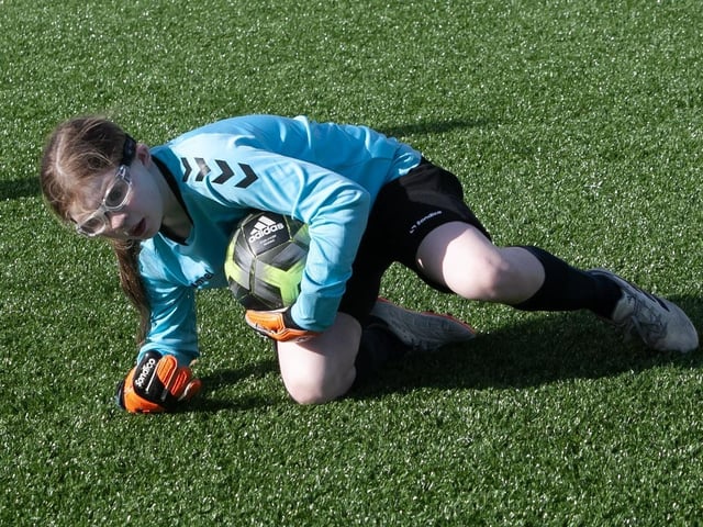 Phoenix Athletic Girls 2017s goalkeeper in action on Saturday.(Photos: Jim McCafferty Photography)