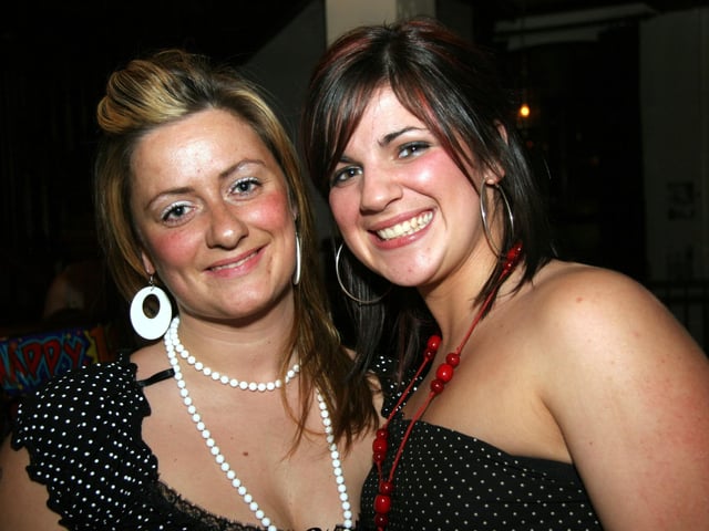 Elaine smiles for the camera with her best friend Charlene at Jackie Mullans 0098JML : Parties and celebrations April 2006: Emma & Elaine's 18th.