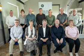 Directors and staff pictured at the White Oaks Addiction Treatment Centre's 25th anniversary celebrations. Front from left, Stephen McLaughlin, Anne Sweeney, Stan McGowan, Gary McLaughlin and Annemarie Green. Back from left, Gary Harvey, Patricia Rutherford-De Souza, Mark Gibney, Dermot McDonough, Katrina McCallion, Brendan Carlin and Tony Barron,  (Photos: Jim McCafferty Photography)