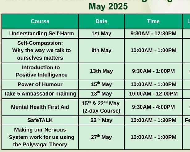 A series of online courses will be hosted by the Western Trust’s Health Improvement, Equality & Involvement Department in the run up to and during Mental Health Awareness Week 2025.