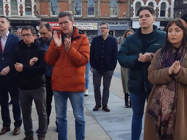 Local councillors and members of the public attending the 'Bin the Legacy Bill' protest.
