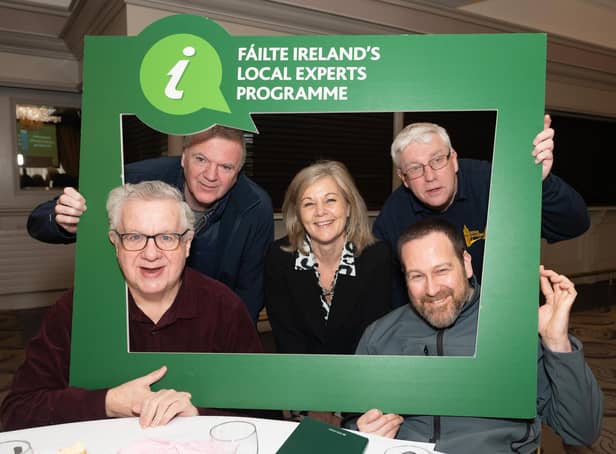 Fáilte Ireland’s Local Expert Programme for Inishowen Peninsula  - Pictured are Seated  Michael Curaan, Malin Head and Scott Duncan, Wild Ireland. Back from left  Peter Ferguson, Fort Dunree,Margaret Storey, Failte Ireland Local Experts Programme  and David Douglas, Derry Danders attending Fáilte Ireland’s Local Experts Programme workshop, which was held this week in the Inishowen Gateway Hotel, Inishowen Peninsula, Co. Donegal. 
 The aim of the programme is to develop a network of locals who work in the frontline in tourism and hospitality to share useful information with visitors to Inishowen Peninsula and Donegal. This will enable visitors to immerse themselves in the destination which in turn will encourage them to stay for longer and do more, benefitting the local economy.   
 Photo Clive Wasson