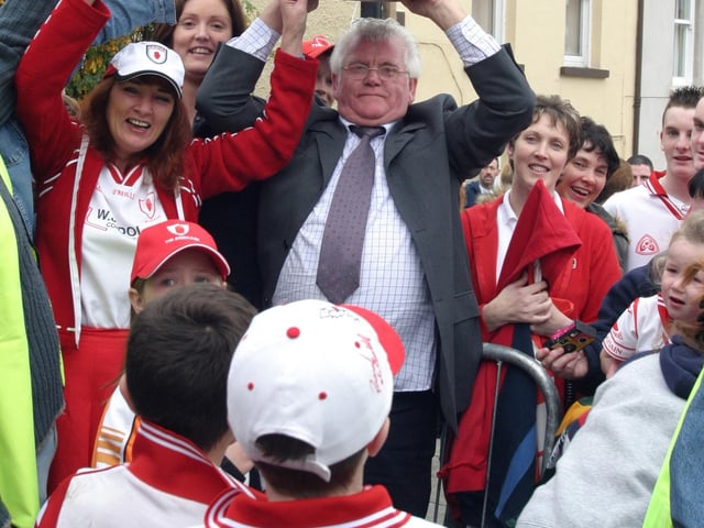 Celebrating Tyrone winning the All-Ireland Senior Football Championship against Armagh in September 2003