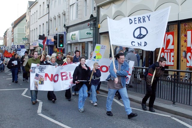 The people of Derry took to the streets in March 2003 to protest against the war in Iraq.