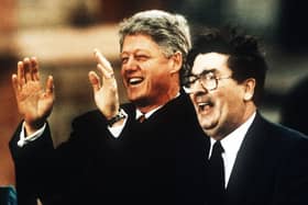 PACEMAKER BELFAST 10/02/98 US President Bill Clinton pictured in Derry with the local MP John Hume during his one day visit to the province in 1995.