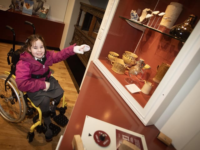 A Greenhaw Primary School pupil enjoying the exhibits during a visit to the Guildhall.