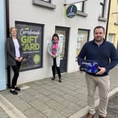Carndonagh Gift Card. Claire Mc Monagle, Elaine Mc Colgan, Deirdre Bradley and Davin Doherty all from the Carndonagh Traders AssociatioN.