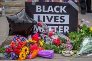 A memorial left for George Floyd who died in custody on 26 May 2020 (Photo: KEREM YUCEL/AFP via Getty Images)