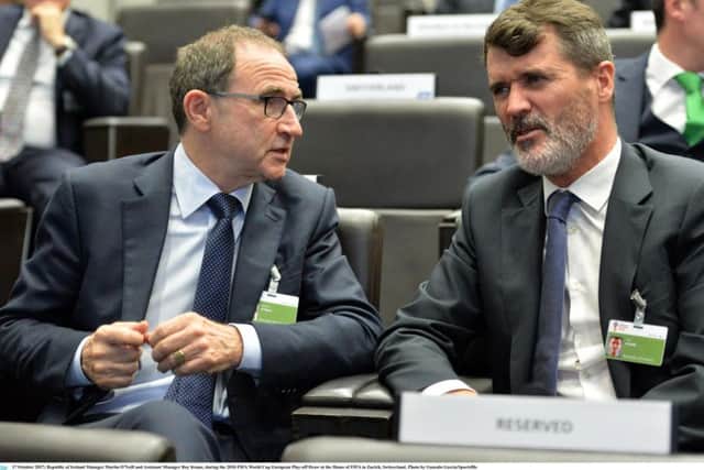 Republic of Ireland Manager Martin O'Neill and Assistant Manager Roy Keane, during the 2018 FIFA World Cup European Play-off Draw at the Home of FIFA in Zurich, Switzerland.