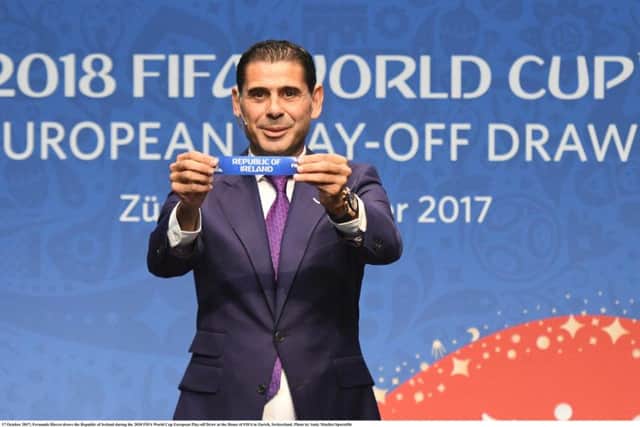 Fernando Hierro draws the Republic of Ireland during the 2018 FIFA World Cup European Play-off Draw.