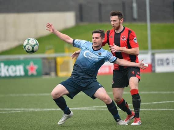 Institute's Michael McCrudden netted his sixth league goal of the season, at Warrenpoint Town.