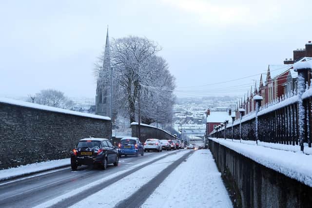 It was bumper to bumper on Creggan Street on Wednesday morning.