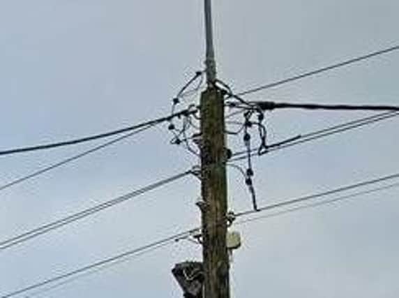 Electricity pole levelled.