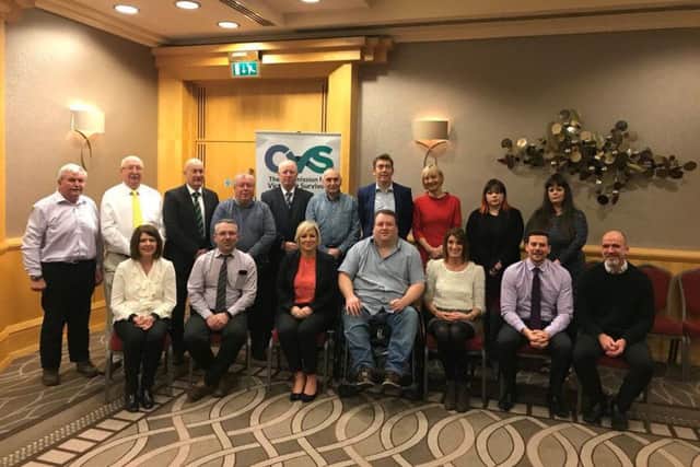 Sinn Fein Leader in the North of Ireland, Michelle O'Neill (seated, third from left) pictured at a meeting with the Commissioner for Victims and Survivors and the Victims Forum. (Photo: Sinn Fein)