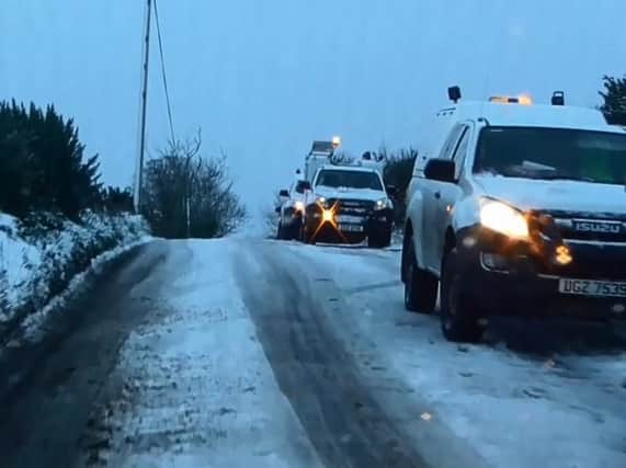 Snowfall on Groarty Road in Derry on Friday.