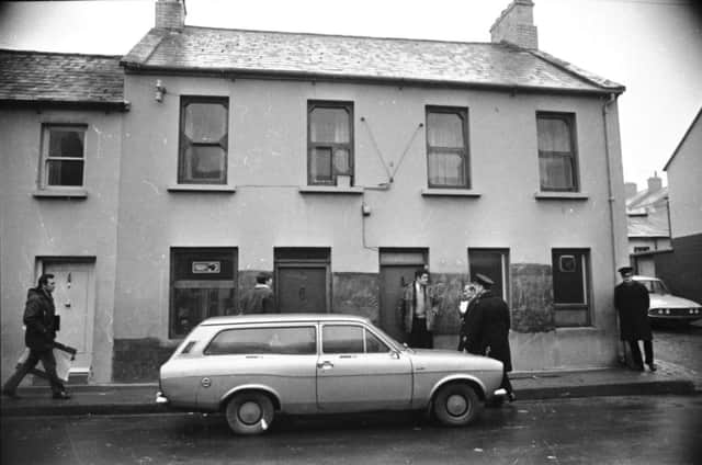 DECEMBER 1972... The scene of the shootings at Annies Bar in Derrys Waterside.