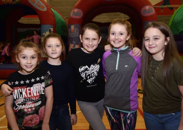Young pals Clodagh Gillespie, Abaigh Carlin, Ceacach Doherty, Summer Gillespie and Eabhea Kelly enjoyed the fun day held in the Long Tower Youth Club by the Bogside & Brandywell Health Forum to raise funds for the BBC Children in Need Appeal. DER4817-113KM