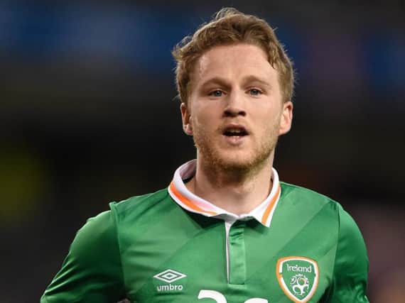 Leeds United and Ireland midfielder Eunan O'Kane had his shorts pulled down by the Burton Albion keeper during a league clash at the Perelli Stadium.