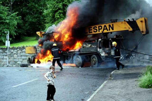 A scene from a riot in the Brandywell area (Photo Hugh Gallagher)