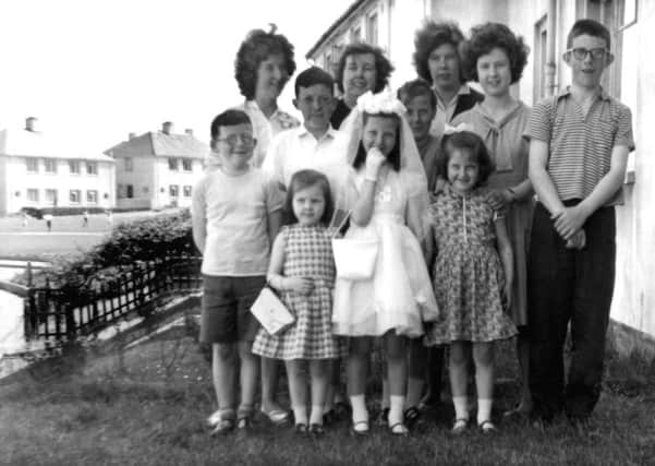 Photo taken by Hugh's father (also Hugh) left to right: Mary Gallagher (mother), Mary, Helen, Kathleen, Margaret, Mura, Ann, and Patricia, Hugh, Liam and Eugene.