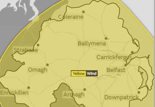 The extent of the wind weather warning