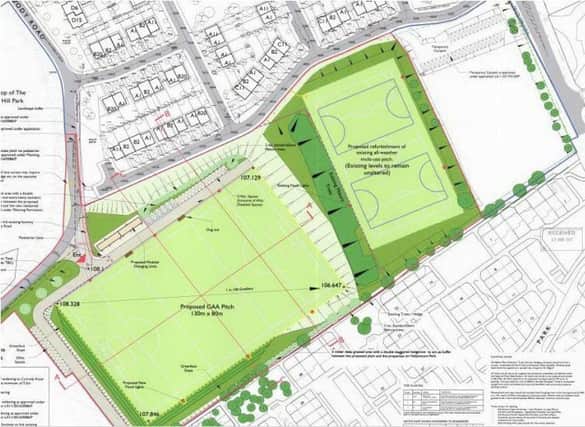 Plans for the new Doire Trasna pitch, changing rooms and multi-use pitches at the site of the former Immaculate Conception College