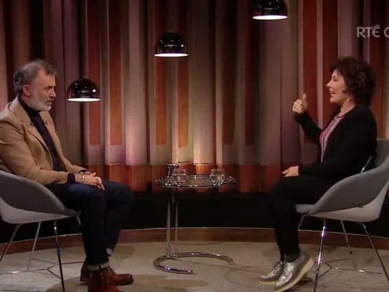 Tommy Tiernan and Ruby Wax pictured on The Tommy Tiernan Show on RTE1 on Wednesday evening. (Photo: RTE1)