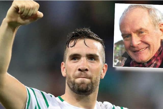 Brighton and Hove Albion and Republic of Ireland defender, Shane Duffy. Inset: the late Martin McGuinness.