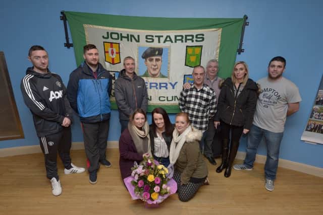 Members of the Starrs pictured at the launch of the new John Starrs / Padrtaig Pearse Cumann at the Gasyard Centre on Saturday afternoon last. DER041GS026