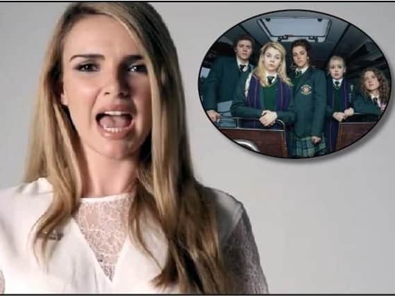 Local singer, Nadine Coyle and inset: the cast of Derry Girls.