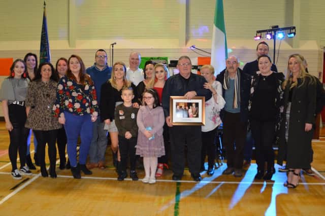 Tony Hassan with family and friends at the event in Shantallow.