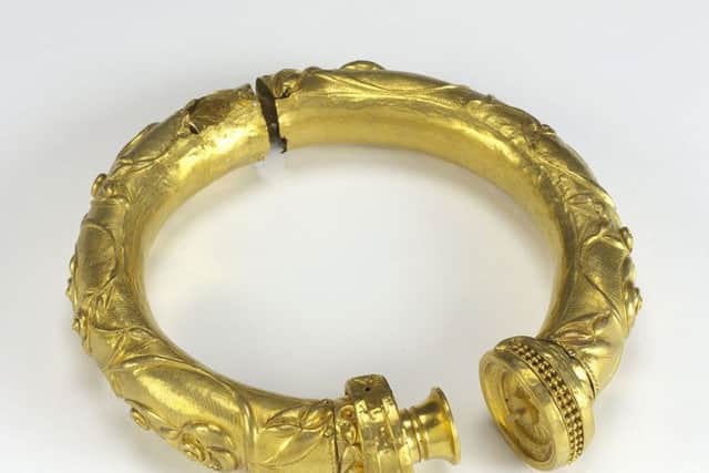 This exquisite gold collar is among the Broighter items on display in Dublin.