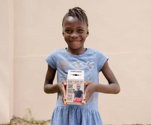 Kumba (7) from Sierra Leone appears on this Lent's Trocaire Box. Photo: Kipp Wettstein