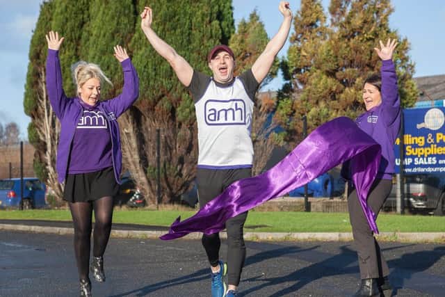 AMHs Fundraising and Communications team welcome Craig Downey as Action Mental Healths first official runner in this years Belfast Marathon.