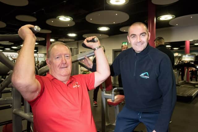 Pat Ramsey with Sean Hargan in the Foyle Arena Gym. Picture Martin McKeown. Inpresspics.com. 07.02.18