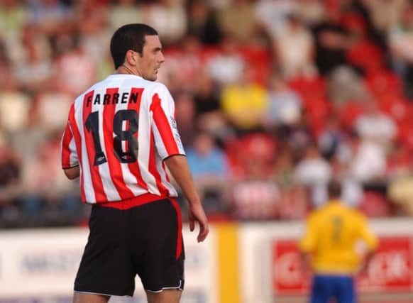Mark Farren pictured wearing the now retired No. 18 jersey for Derry City F.C.