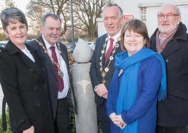 Mayor of Derry and Strabane, MaolÃ­osa McHugh and Mayor of Limerick, Stephen Keary, gathered with Western Trust Chief Executive Anne Kilgallen, Director Teresa Molloy and Board Chairman Niall Birthistle back in November to unveil a special Life Candle sculpture on the grounds of St. Columbs Park House to commemorate organ donors.